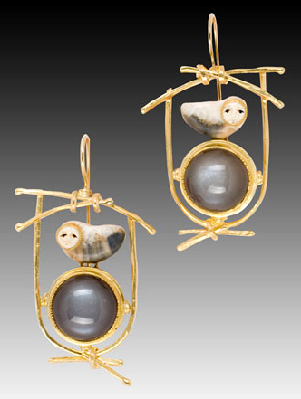 Carolyn Morris Bach boucles d'oreilles chouette