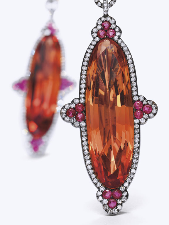 Topaz in diamond surround with ruby accents by JAR (Christie's Images)