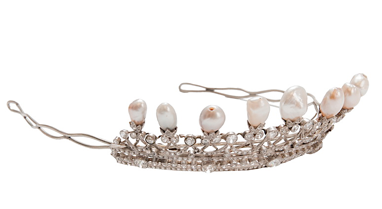 Baroque pearl and diamond tiara