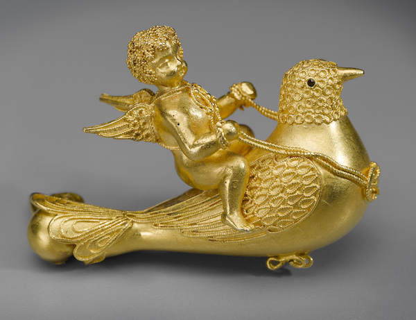 Brooch with Erotes on a dove Giacinto Melillo (Italian, 1845–1915) 19th century, about 1870–80 Gold * Gift of Susan B. Kaplan * Photograph © Museum of Fine Arts, Boston