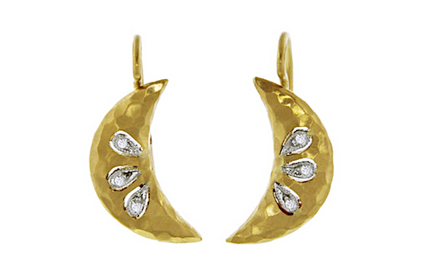 Cathy Waterman Diamond Crescent Moon Earrings