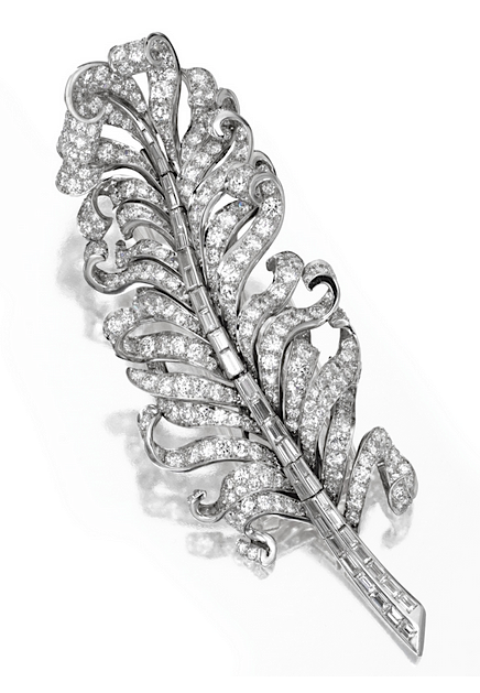 Diamond feather brooch by Paul Flato