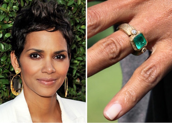 Halle Berry's 4ct emerald ring in hand-fabricated gold designed by Robert Mazio is estimated at $200,000