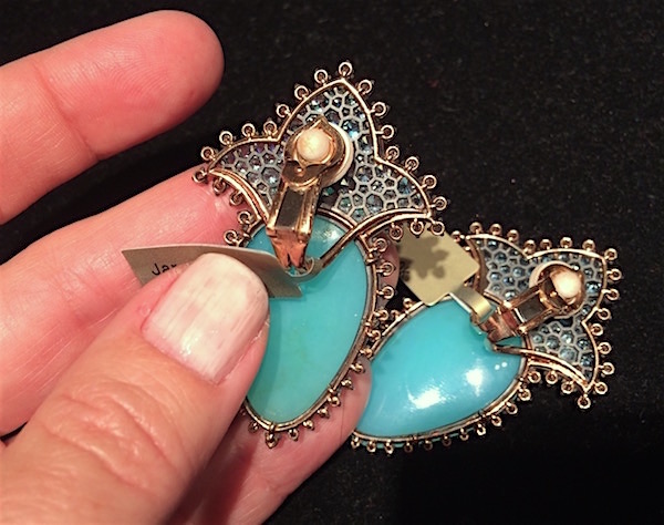 JAR ear clips of bue opal, zircon and diamonds (photo ©Cathleen McCarthy/The Jewelry Loupe)