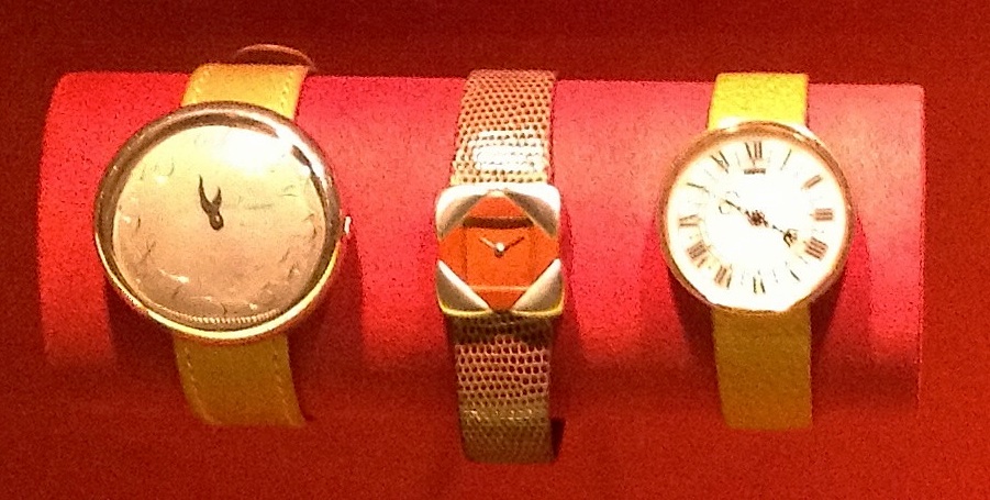 Watches by JAR: Sienna watch of marble and gold, 1987; watch, of boxwood and platinum, 1980; Pebble watch of platinum, 1998 (private collections/photo by Cathleen McCarthy)
