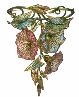 Marcus & Co. plique a jour morning glories brooch