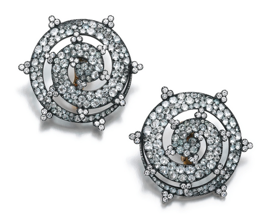 JAR earclips of beryl, tourmaline and diamond (Sotheby's)