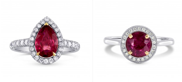 Ruby rings with diamond surround