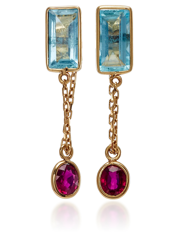 Yi Collection aquamarine ruby earrings
